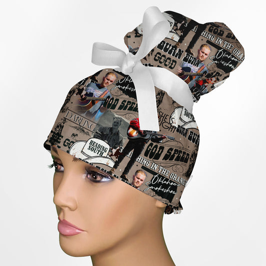 Zach Bryan High Bun Ponytail Scrub Cap