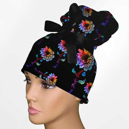 Zero Fucks Given High Bun Ponytail Scrub Cap